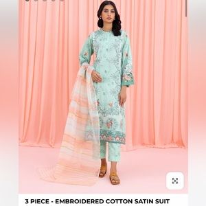 Eid sale!!!3 pieces embroidery cotton satan suit branded